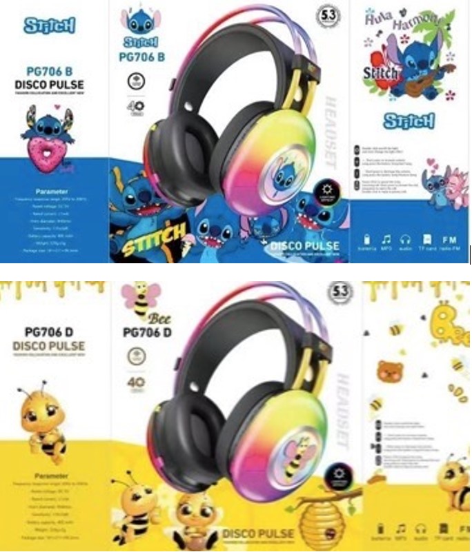 AUDIFONOS DIADEMA BLUETOOTH RECARGABLES / MANOS LIBRES PERSONAJES MODELO 706